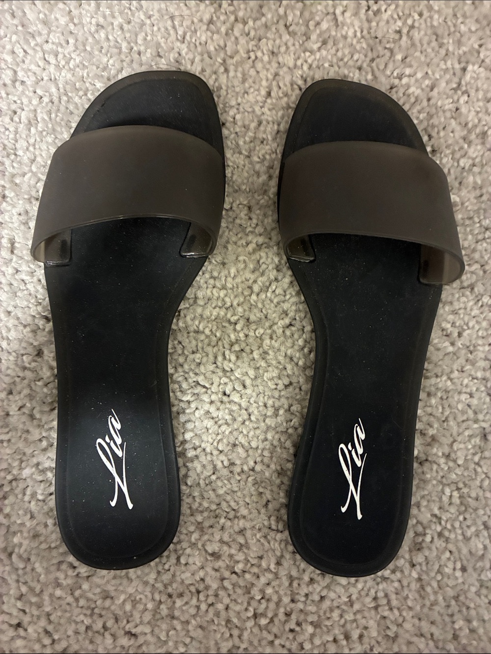 Lia Women's Brown Slide Sandals — Casual Single-Band Comfort
